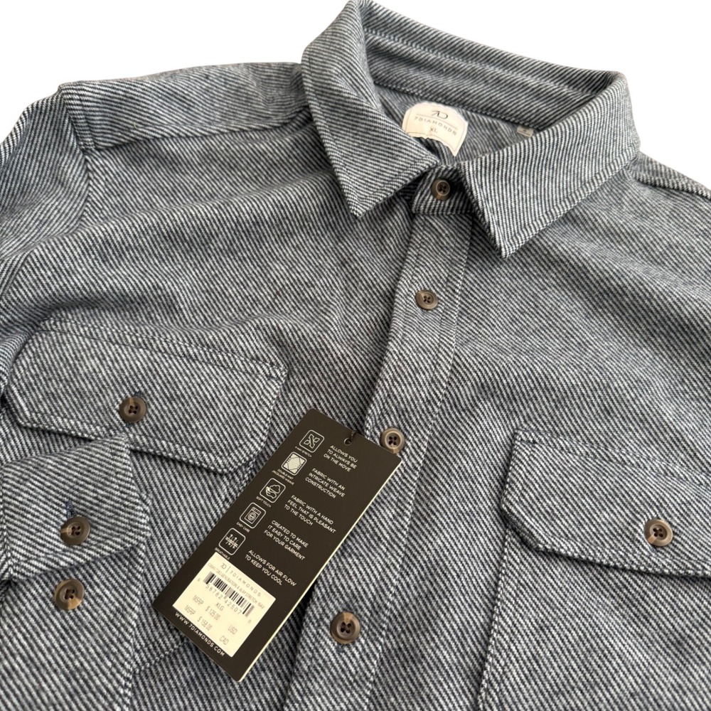 7 Diamonds Mens Generation Soft Flannel Navy Blue Striped Shirt XL GSMK-7282 NWT